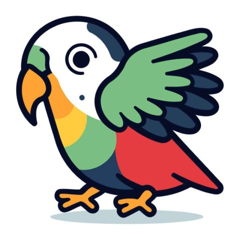 Colorful parrot isolated on a white background. Vector illustrat