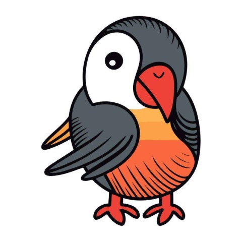 Cute cartoon bird isolated on white background. Colorful vector