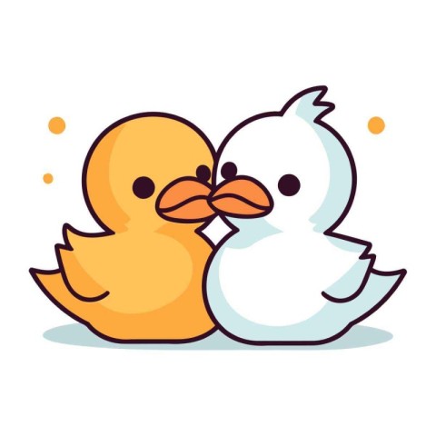 cute duckling with snowman isolated icon vector illustration des