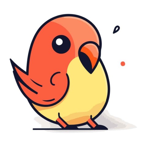 Cute little bird character vector illustration. Flat cartoon sty