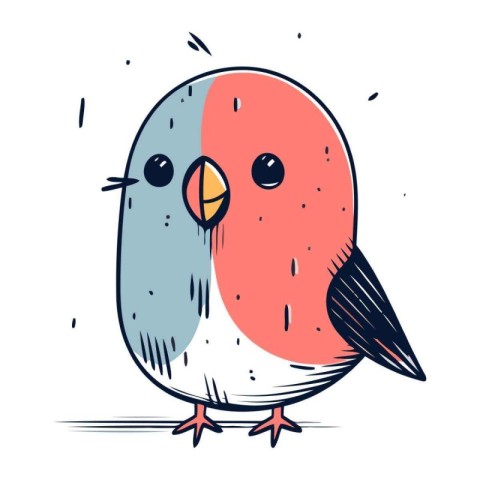 Hand drawn vector illustration of a cute little bird. Isolated o