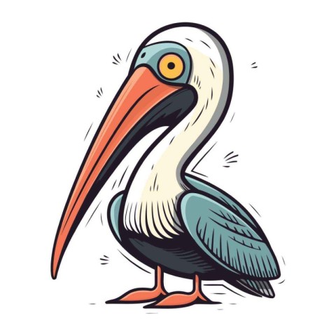 Pelican vector icon. Cartoon illustration of pelican vector icon