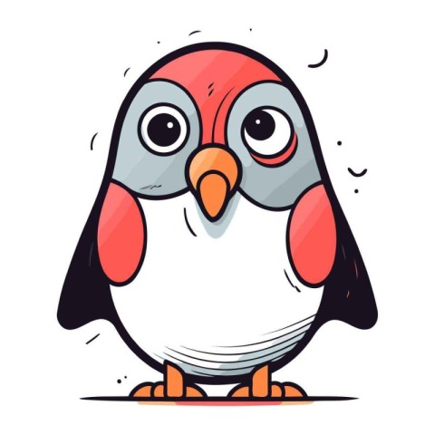 Cute penguin. Vector illustration. Isolated on white background.