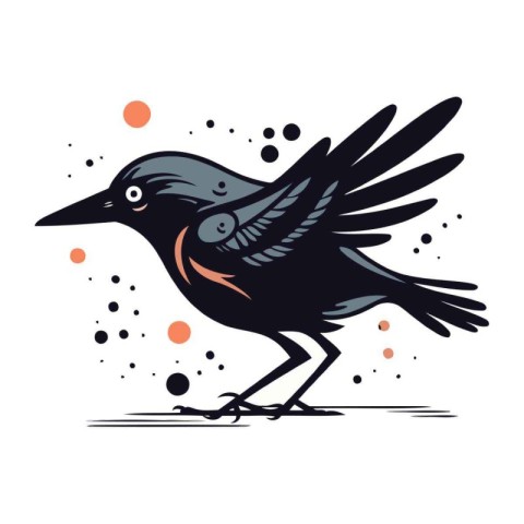 Crow on a white background. Vector illustration in a flat style.