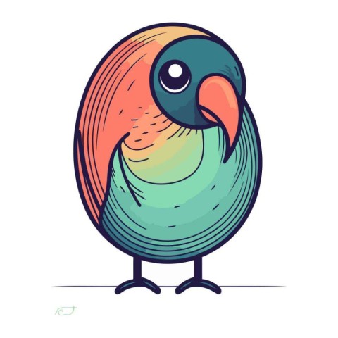 Cute cartoon parrot bird. Vector illustration on white backgroun