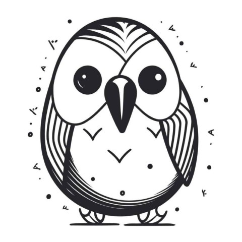 Cute cartoon bird. Hand drawn vector illustration isolated on wh