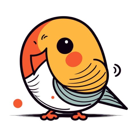 Illustration of cute cartoon bird on white background. Vector il