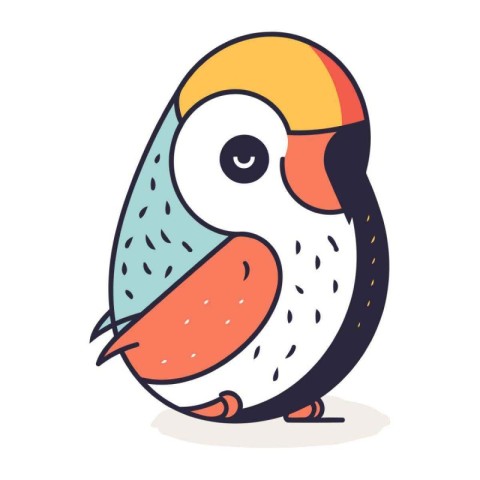 Cute cartoon penguin. Vector illustration in doodle style.