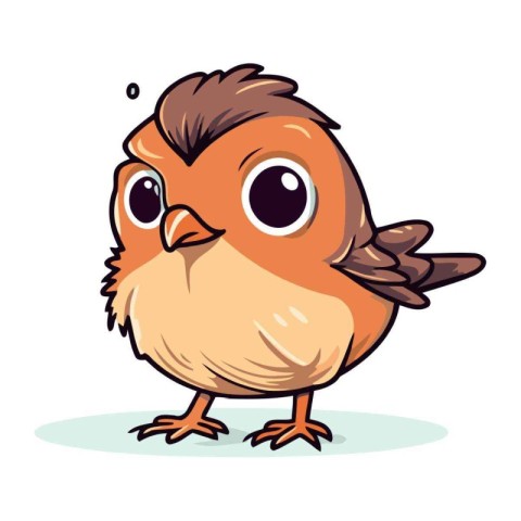 Cute cartoon little bird. Vector illustration isolated on white