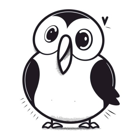 Cute cartoon penguin on a white background. Vector illustration.