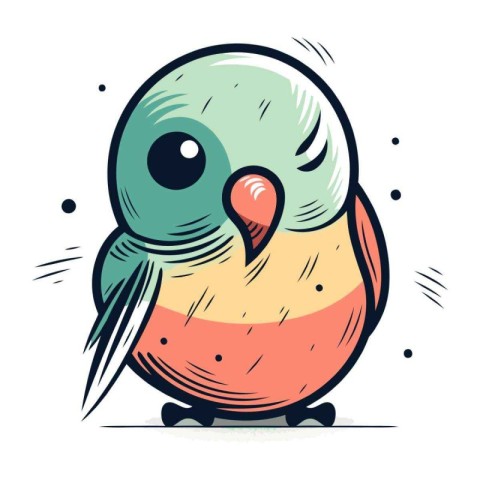 Cute cartoon parrot. Hand drawn vector illustration isolated on