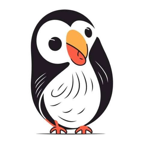 Cute penguin isolated on a white background. Vector illustration