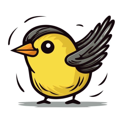 Vector Illustration of a Cute Little Bird Cartoon Character on W