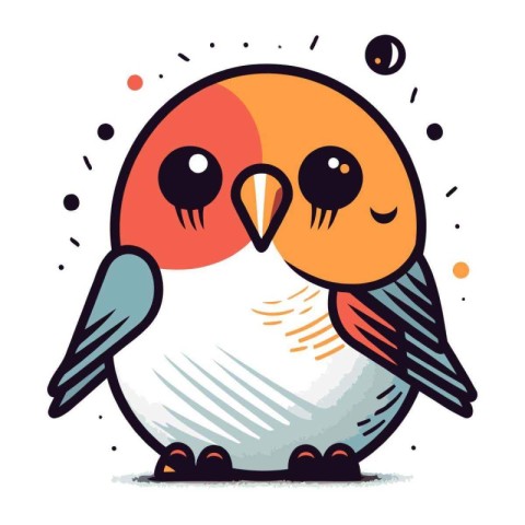 Cute cartoon bird. Vector illustration. Isolated on white backgr