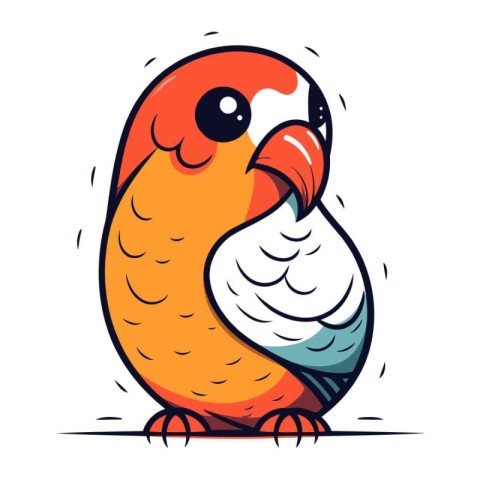 Cute parrot. Vector illustration. Isolated on white background.