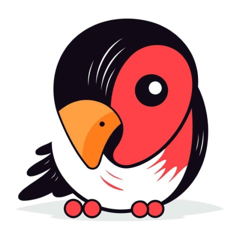 Illustration of a cute cartoon parrot on a white background.