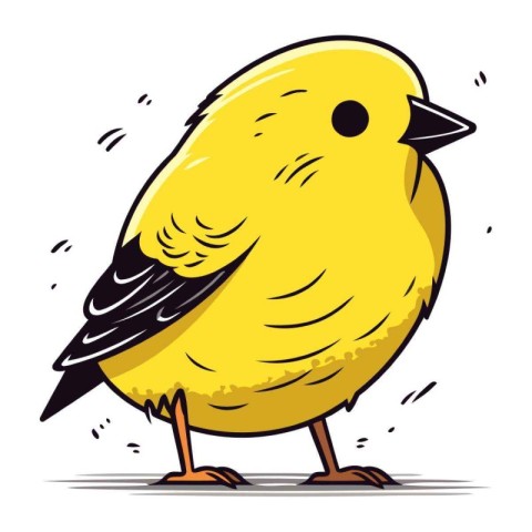 Vector illustration of a cute little yellow bird isolated on whi