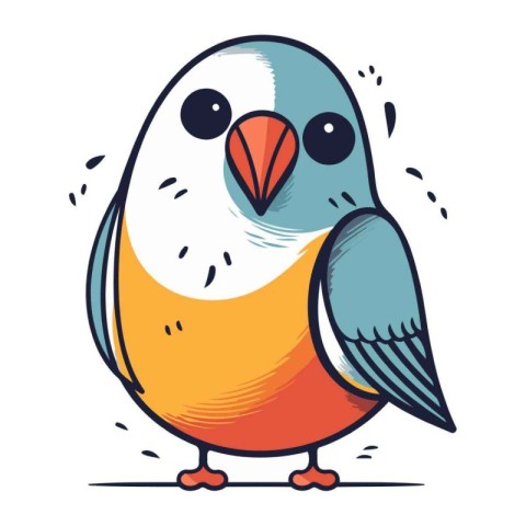 Cute cartoon parrot. Vector illustration isolated on white backg