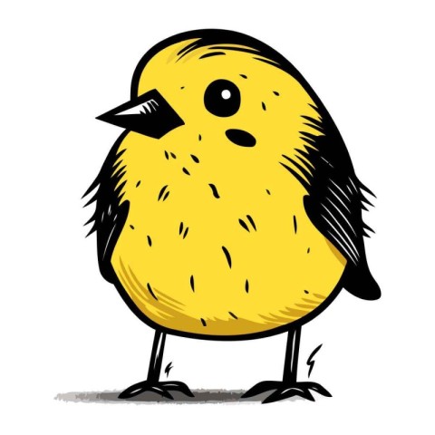 Illustration of a cute little yellow bird on a white background.