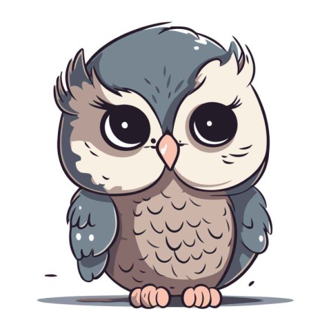 Cute cartoon owl isolated on a white background. Vector illustra