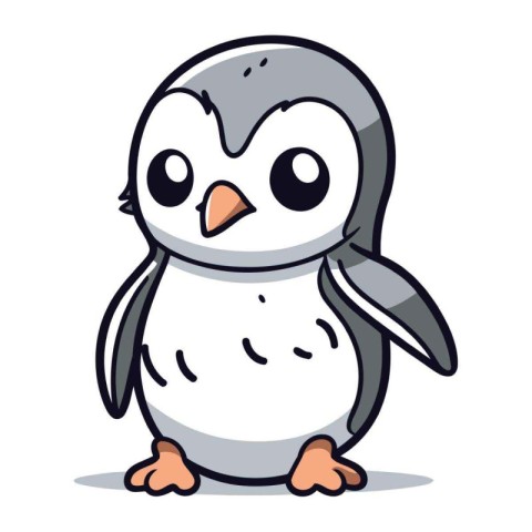 Cute penguin cartoon character vector illustration. Funny cartoo