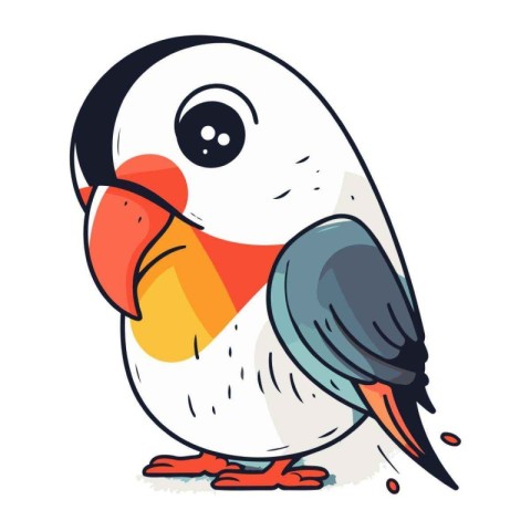 Cute cartoon parrot. Vector illustration isolated on white backg