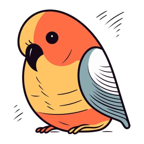 Cute cartoon parrot bird. Vector illustration on white backgroun