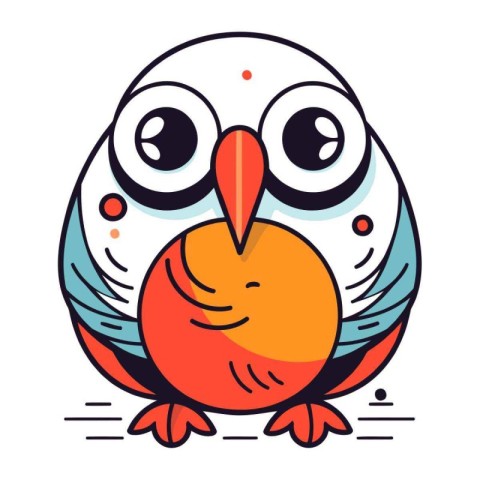 Cute cartoon parrot with big eyes. Vector illustration isolated