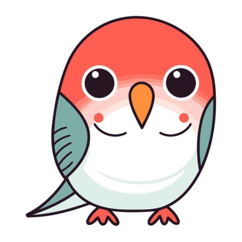 Cute little bird isolated on white background. Vector illustrati