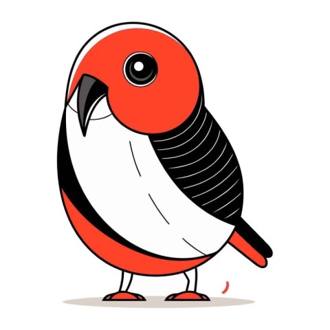 Vector illustration of a cute cartoon bullfinch on white backgro