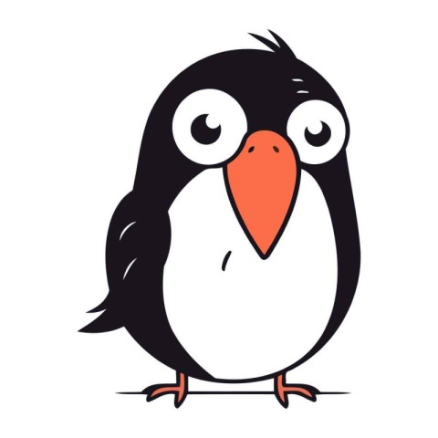 Cute penguin. Vector illustration isolated on a white background