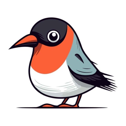 Bullfinch isolated on a white background. Vector illustration. E