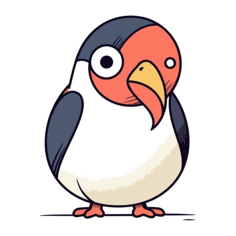 Cute cartoon penguin. Vector illustration isolated on white back