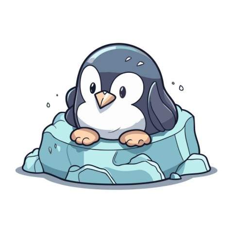 Penguin on an ice floe isolated on a mascot vector illustration