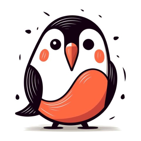 Cute cartoon penguin. Vector illustration isolated on white back