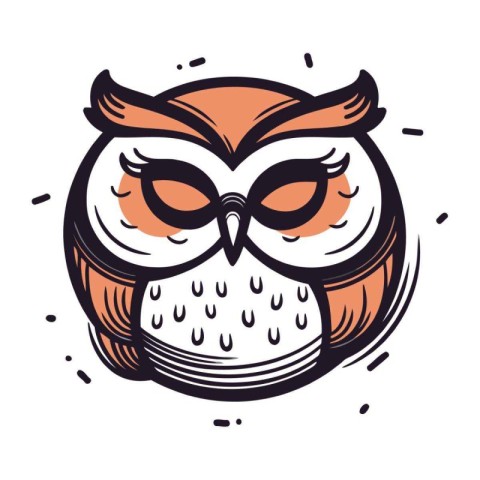 Owl head vector icon. Hand drawn illustration of owl head vector