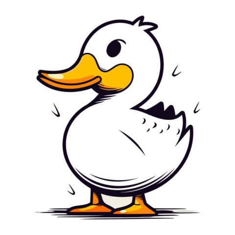 duck cartoon isolated on white background. vector illustration e