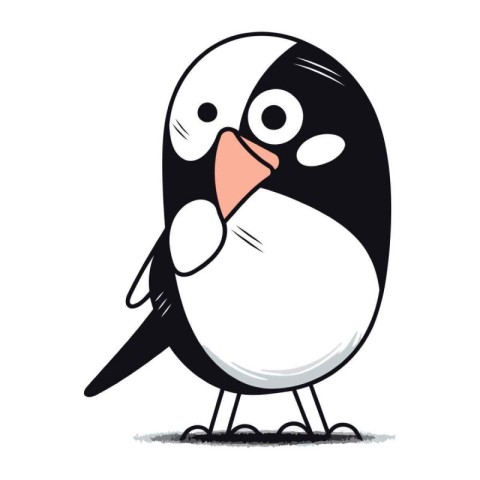 Cartoon penguin isolated on a white background. Vector illustrat