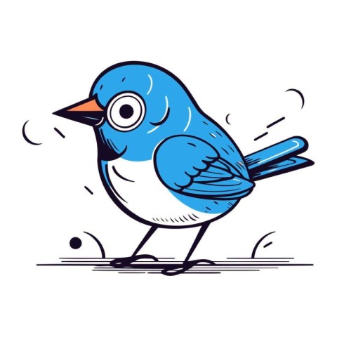 vector illustration of a cute cartoon blue bird on a white backg