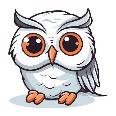 Cute cartoon owl isolated on a white background. Vector illustra