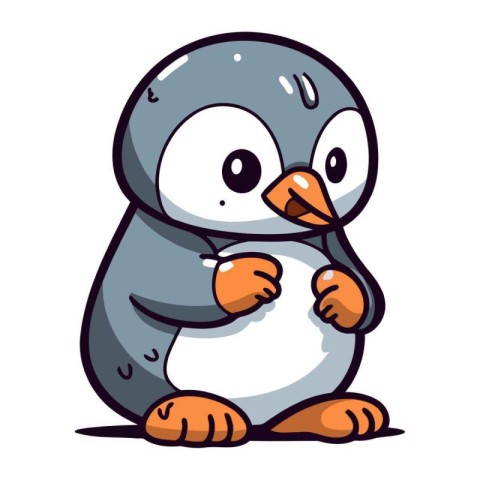 Cute penguin isolated on a white background. Vector illustration