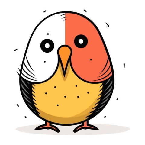 Cartoon bird on a white background. Vector illustration in a fla