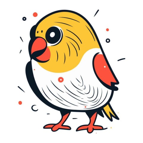 Vector illustration of cute little bird on white background. Fla