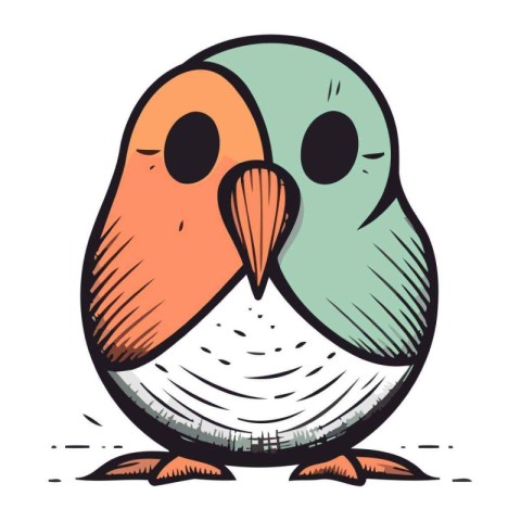 Cute cartoon bird. Vector illustration of a cute little bird.