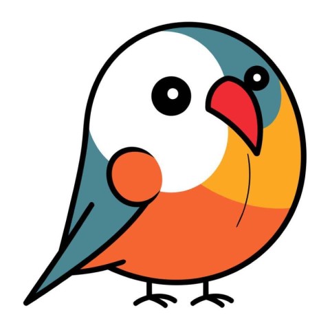 Cute cartoon bird isolated on a white background. Vector illustr