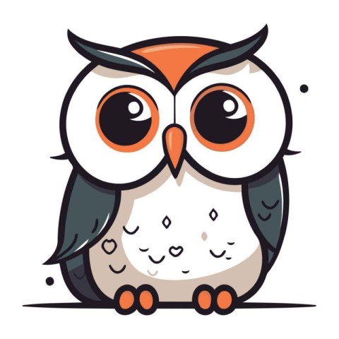 Cute cartoon owl. Vector illustration isolated on a white backgr