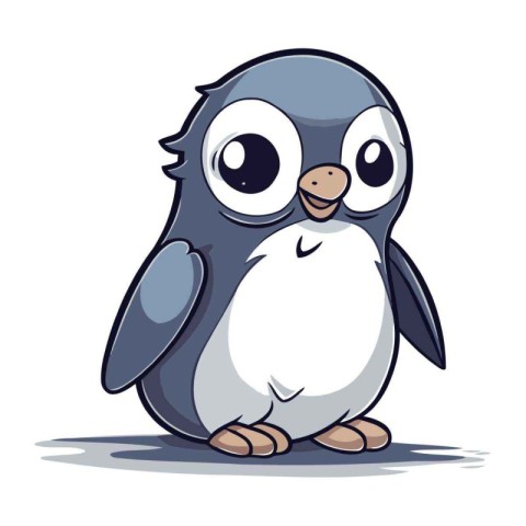 Cute penguin isolated on a white background. Vector illustration