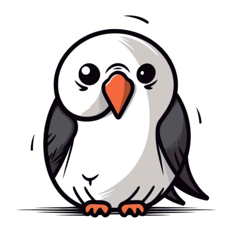 Illustration of a cute cartoon penguin isolated on a white backg