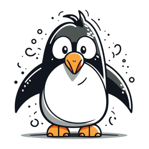 Cartoon penguin isolated on a white background. Vector illustrat