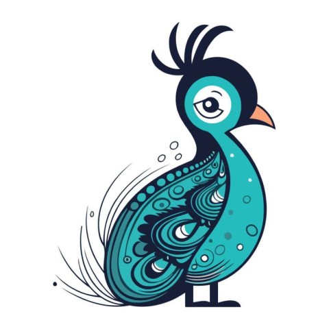 Peacock. vector illustration. Isolated on white background.